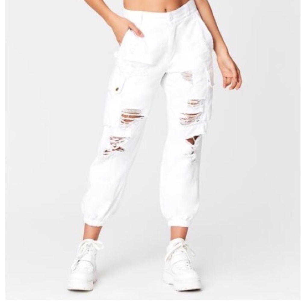 CARMAR DENIM WHITE CARGO PANTS